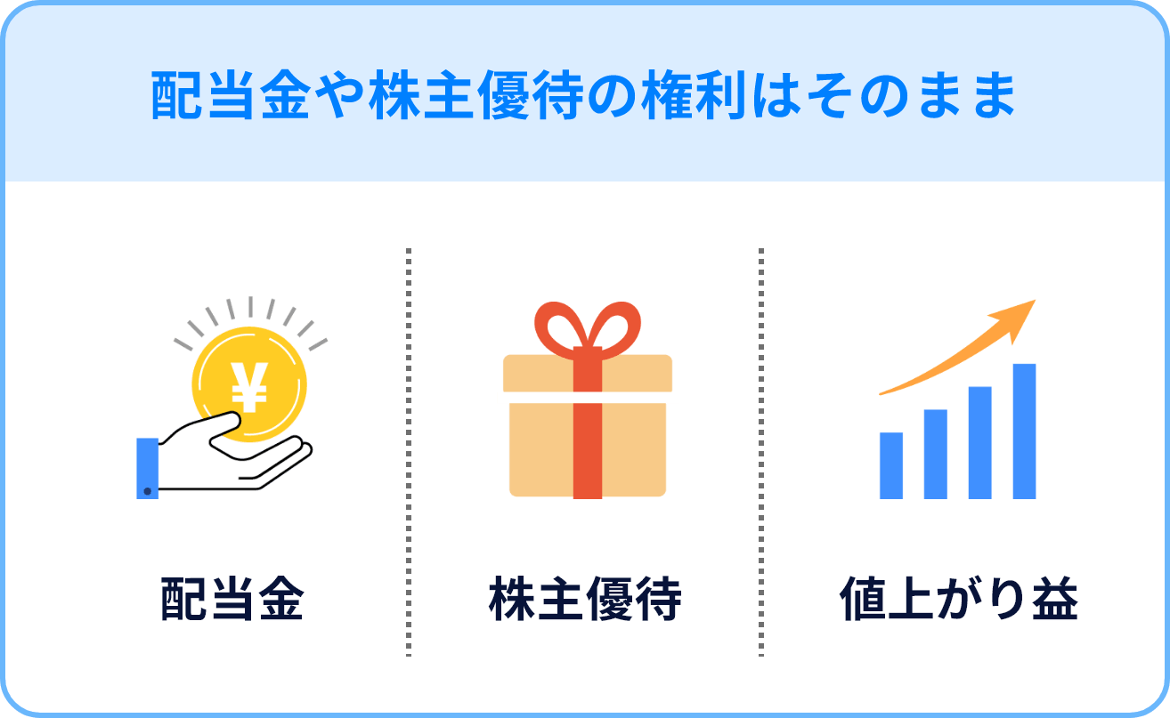 配当金や株主優待の権利はそのまま